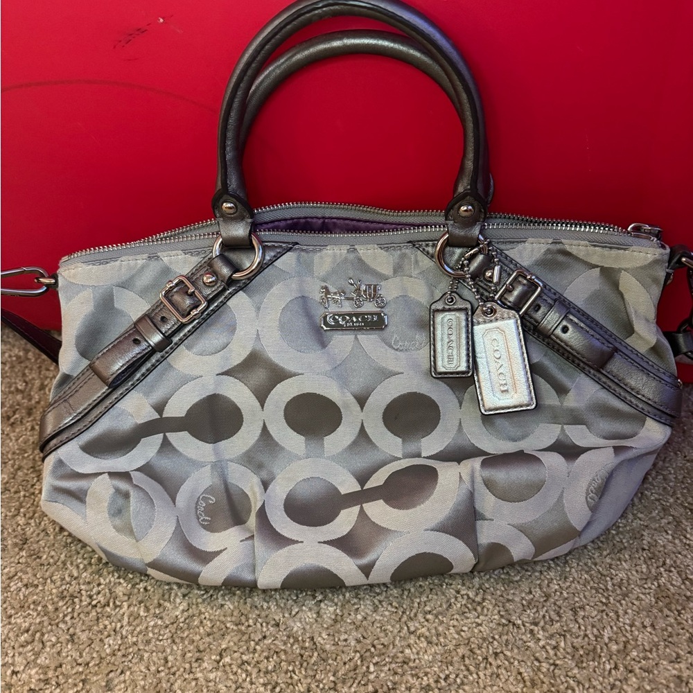 Coach Black and Gray Signature Satchel